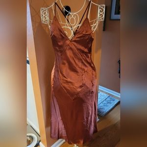 Orange slip cross back dress